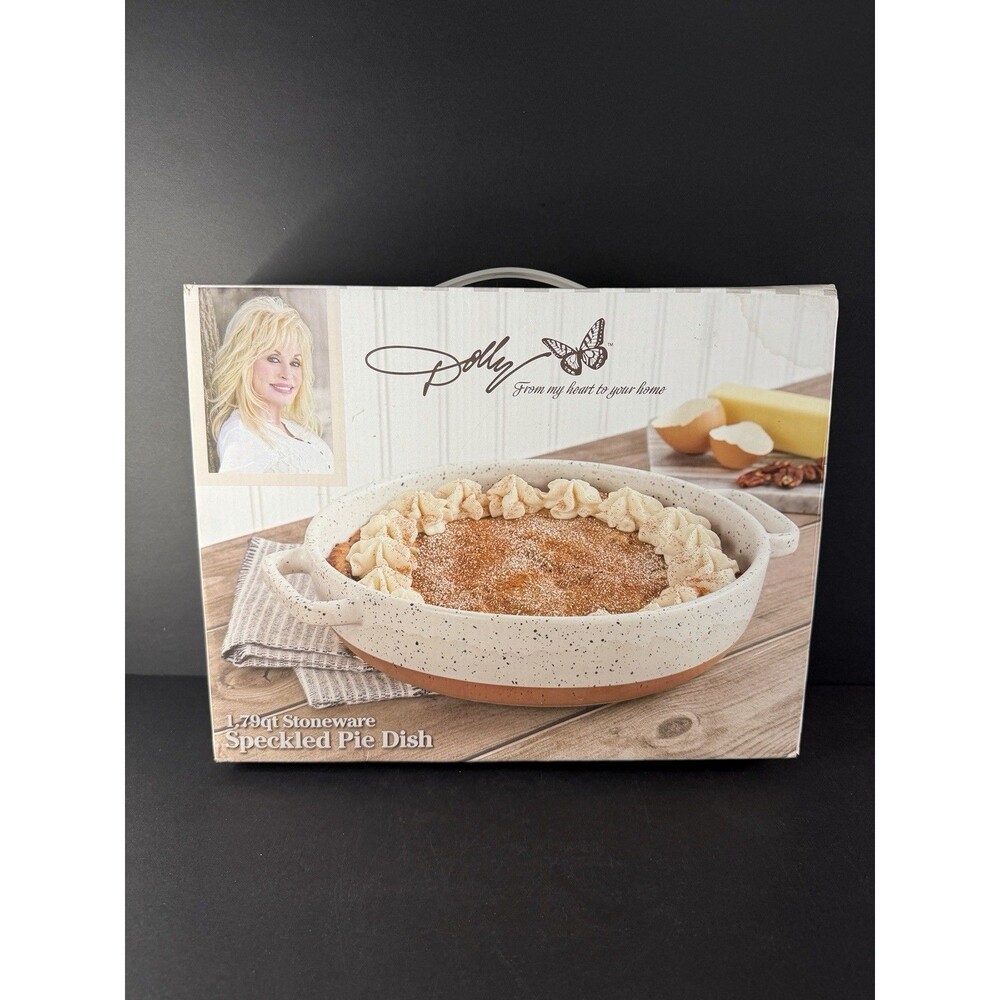 Dolly Parton Stoneware Collection New 1.79 qt Speckled 9 inch Pie Cooking Dish